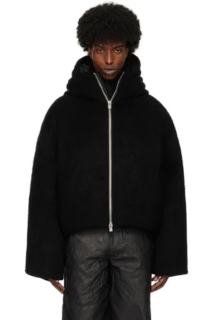 HELIOT EMIL Blouson Obelis noir en mohair rembourré en duvet
