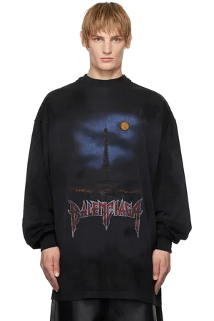 Balenciaga T-shirt à manches longues noir à logo Paris Moon