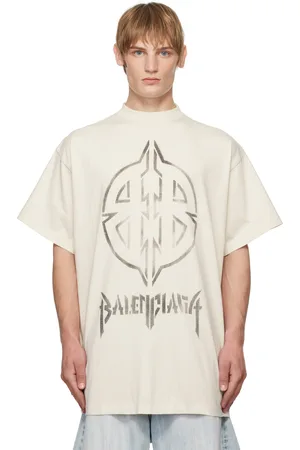 Balenciaga T-shirt blanc cassé à logo Metal à effet poché