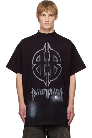Balenciaga T-shirt noir à logo Metal à effet poché