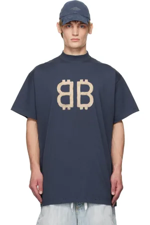 Balenciaga T-shirt bleu à logos Crypto