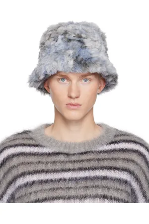 Marni Chapeau bob bleu en jacquard à poils longs