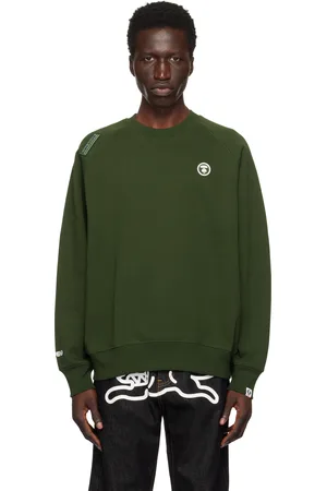 A Bathing Ape Pull molletonné vert à manches raglan et à logo AAPE Now