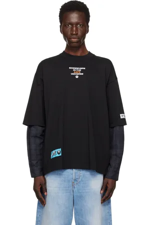 A Bathing Ape T-shirt à manches longues noir à assemblage étagé - Main