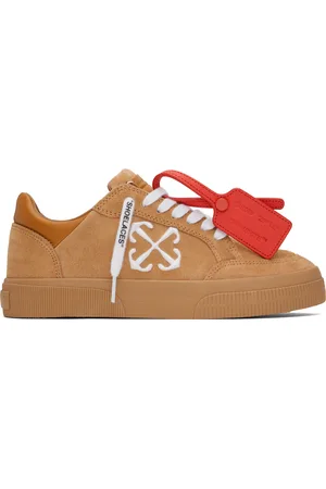 OFF-WHITE Baskets beiges en cuir à semelle crantée en caoutchouc vulcanisé