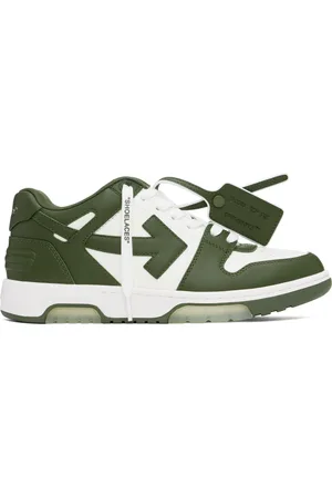 OFF-WHITE Baskets Out Of Office blanc et kaki en cuir de veau