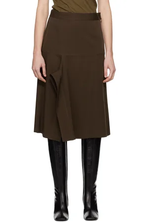 LEMAIRE Jupe midi portefeuille asymétrique brune