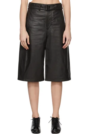 LEMAIRE Bermuda brun en cuir
