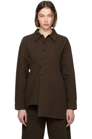 LEMAIRE Chemise cache-cœur brune en denim