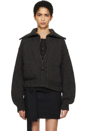 LEMAIRE Cardigan brun à glissière prolongée