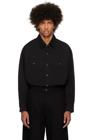 LEMAIRE Chemise noire en denim à boutons-pression