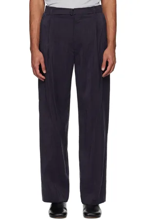 LEMAIRE Pantalon décontracté bleu marine à ceinture