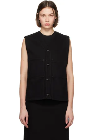 LEMAIRE Veste noire en denim à col en Y
