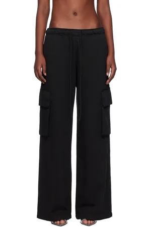 Palm Angels Pantalon cargo noir à cordon coulissant