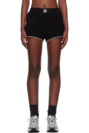 Palm Angels Short boxeur noir et blanc cassé à monogrammes