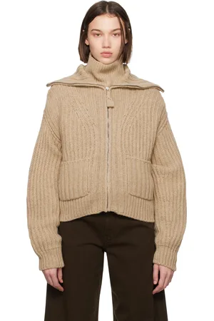 LEMAIRE Cardigan beige à glissière prolongée