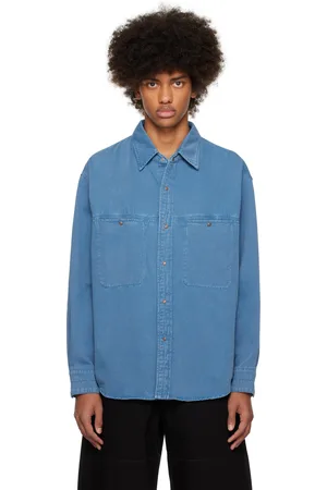 LEMAIRE Chemise bleue en denim à boutons-pression