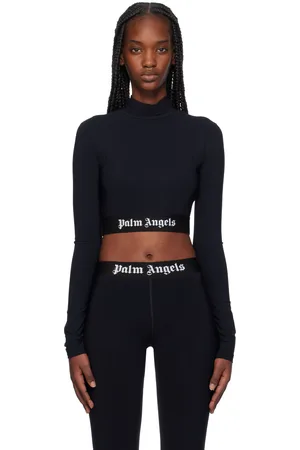 Palm Angels Haut de sport noir à logos et à col cheminée