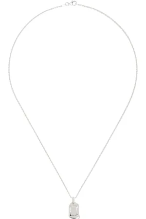 Bleue Burnham Collier argenté à pendentif graphique texturé