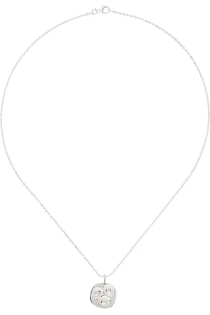 Bleue Burnham Collier argenté à pendentif graphique ovale