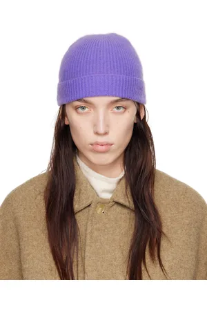 Auralee Bonnet mauve en tricot côtelé