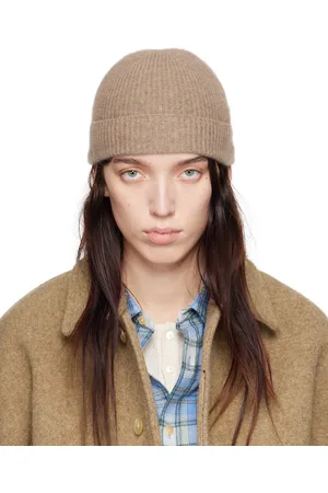 Auralee Bonnet brun en tricot côtelé