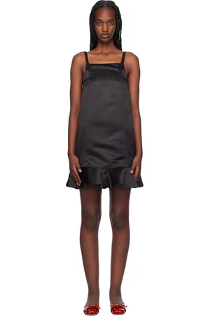 Ganni Robe courte noire en satin duchesse