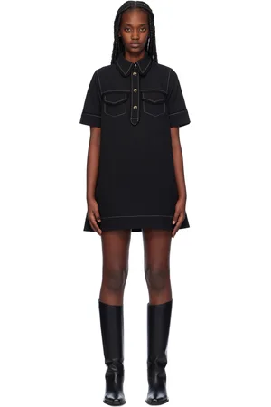 Ganni Robe courte noire en crêpe