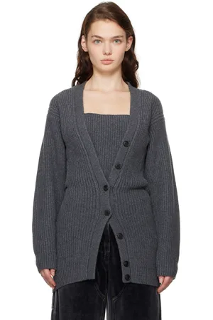 Alexander Wang Cardigan pré-stylé gris à débardeur intégré
