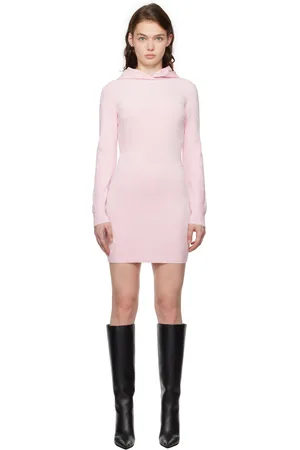 Alexander Wang Robe courte rose à capuche et à logo gaufré