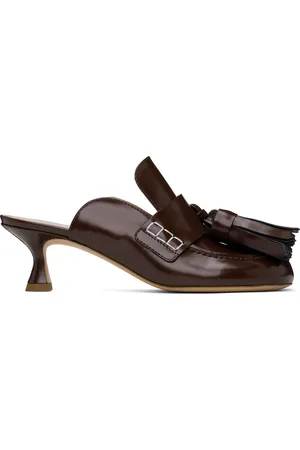 J.W.Anderson Mules bourgogne en cuir à pampilles