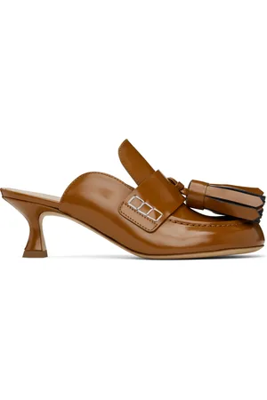 J.W.Anderson Mules brun clair en cuir à pampilles