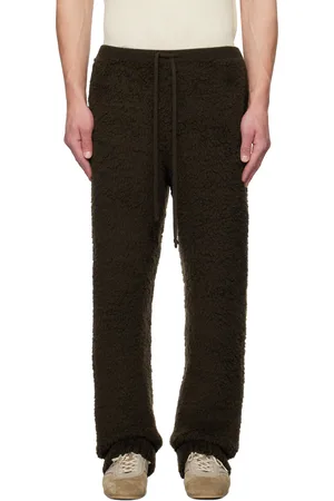 Auralee Pantalon de survêtement Boa brun en tricot de laine mérinos
