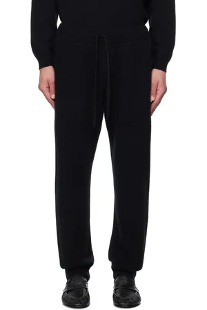 Auralee Pantalon de survêtement noir en tricot de cachemire de chevreau