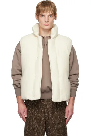 Auralee Veste blanc cassé en toile brossée d