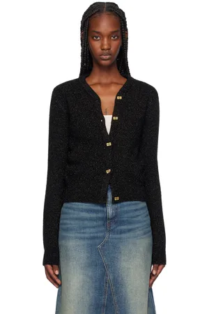 Ganni Cardigan noir à fils métalliques