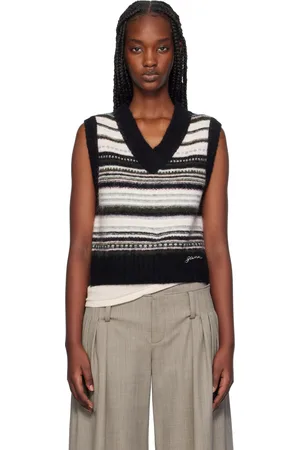 Ganni Gilet noir et blanc à rayures