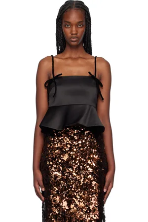 Ganni Camisole noire en satin duchesse