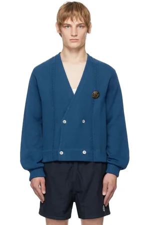 BODE Cardigan bleu à double boutonnage