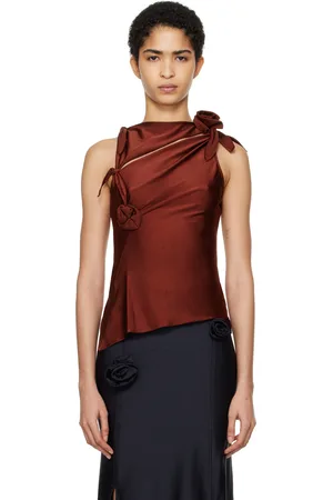 COPERNI Débardeur asymétrique bourgogne à appliqués floraux