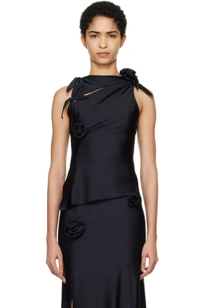 COPERNI Débardeur asymétrique noir à appliqués floraux