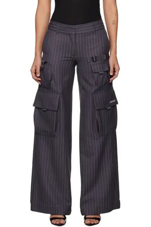 OFF-WHITE Pantalon cargo Toybox gris à rayures fines