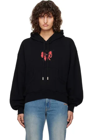 OFF-WHITE Pull à capuche noir à image de boucle à logo
