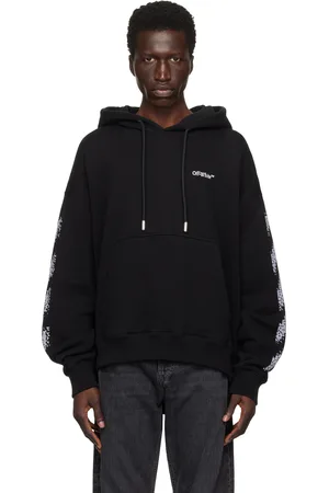 OFF-WHITE Pull à capuche de planchiste noir à rayures diagonales à pixels