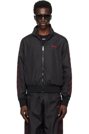 OFF-WHITE Blouson noir en nylon à rayures diagonales