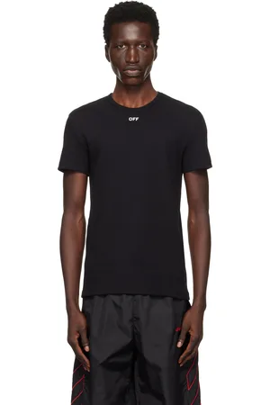 OFF-WHITE T-shirt noir en jersey côtelé à logo