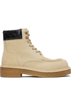 Bottega Veneta Bottines Haddock beiges à laçage