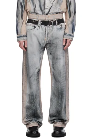 Y / PROJECT Jean beige et gris à images trompe l