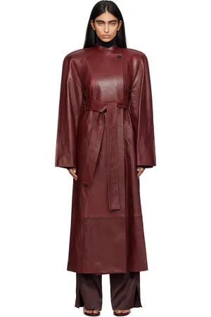 Khaite Manteau Rothen rouge en cuir