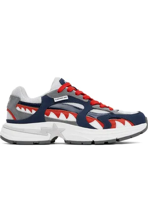 BAPE Baskets M1 France bleu marine et gris à étoiles et à requin emblématiques